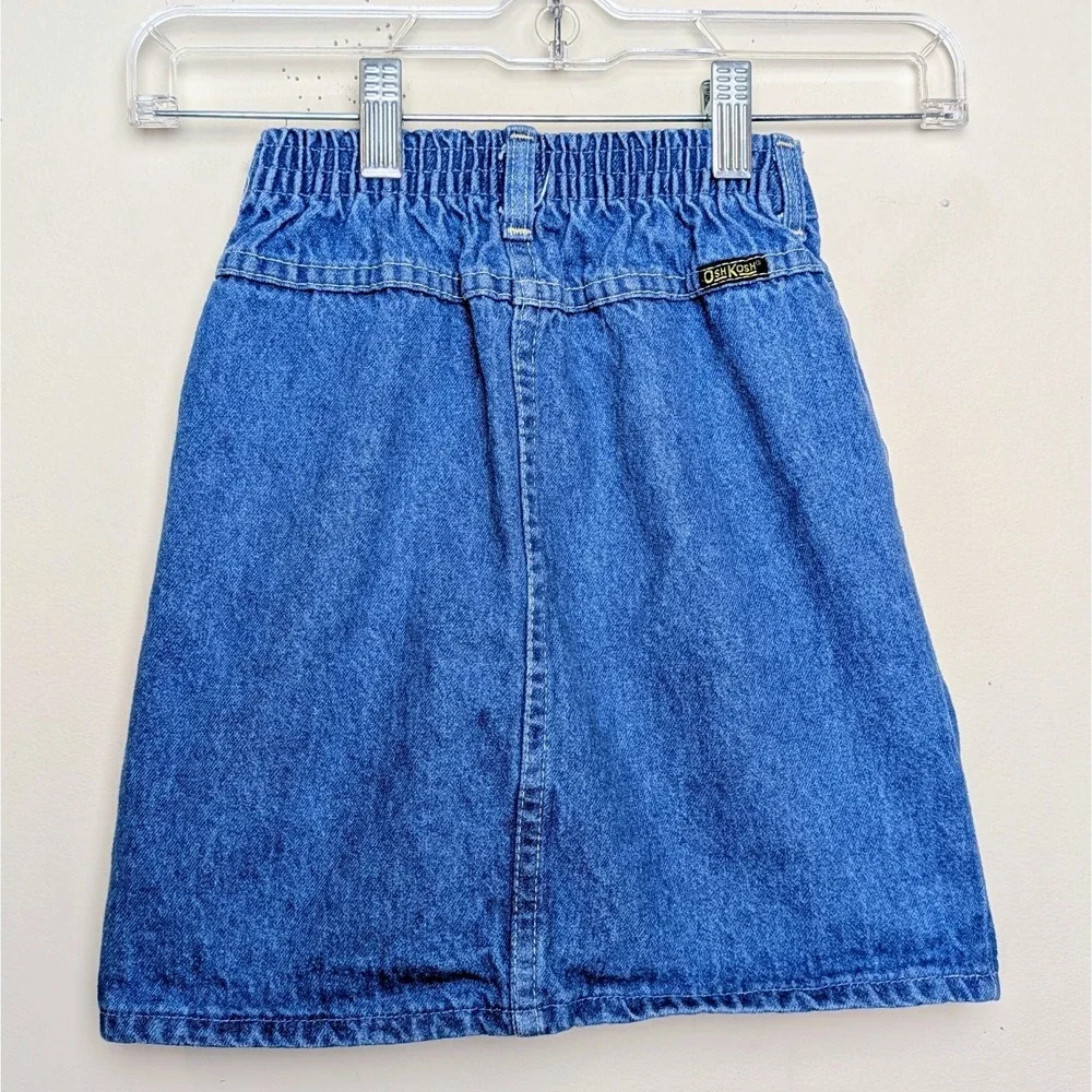 Vintage OshKosh B'Gosh 80s Denim Jean Skirt Made in USA Girls Size 4/5
